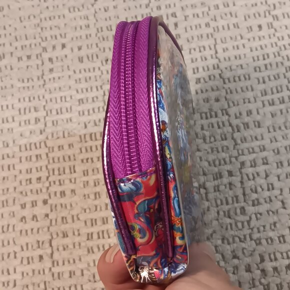 Ed Hardy by Christian Audigier tiger faces multicolor PVC make up pouch - Picture 6 of 14